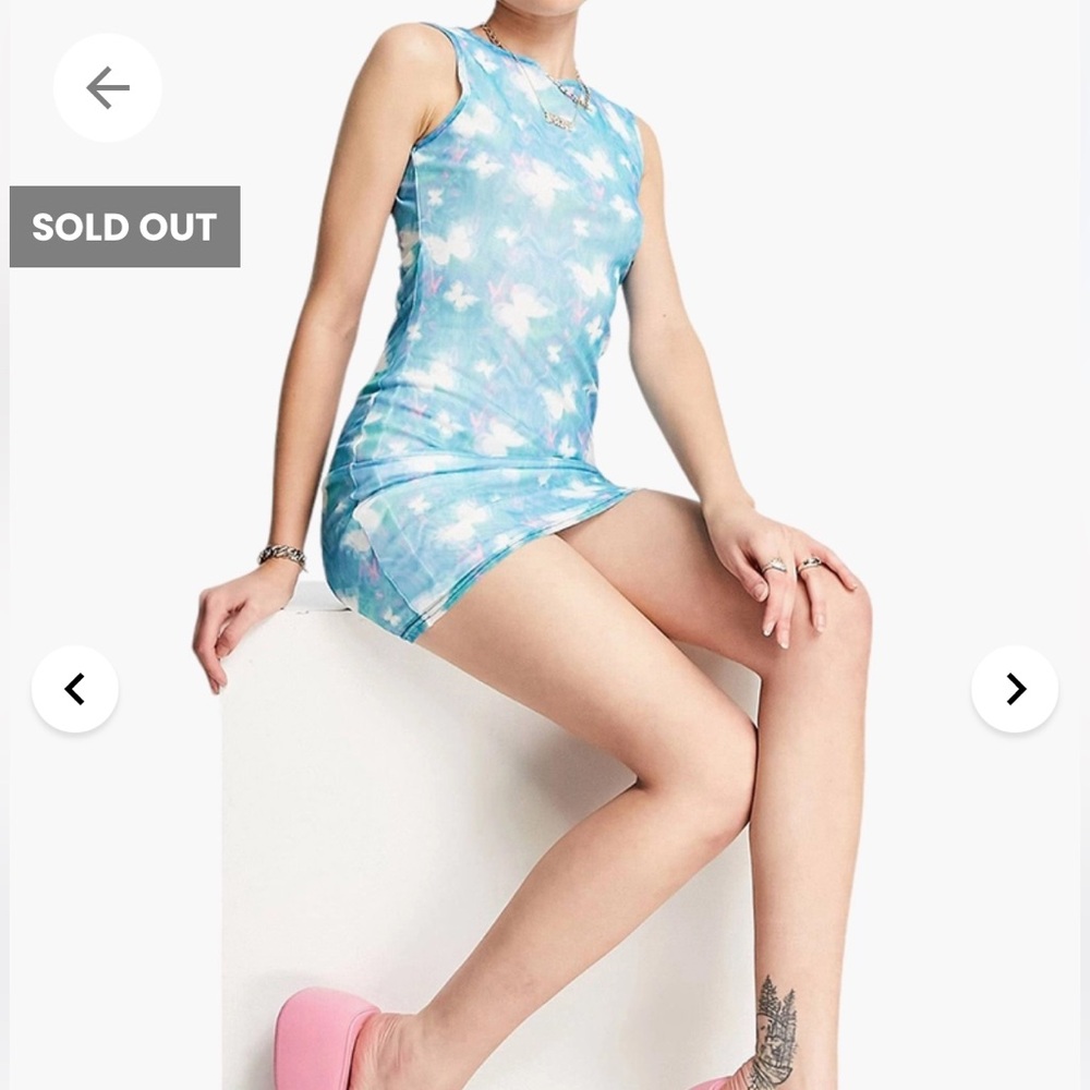 Daisy Street asos blue butterfly mini dress size 6 EUC